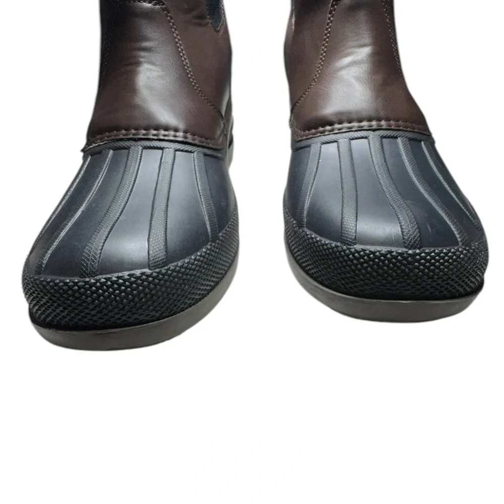 NWT Totes Puffin Black Brown Two-Tone Waterproof Winter Boots Men's Size 9